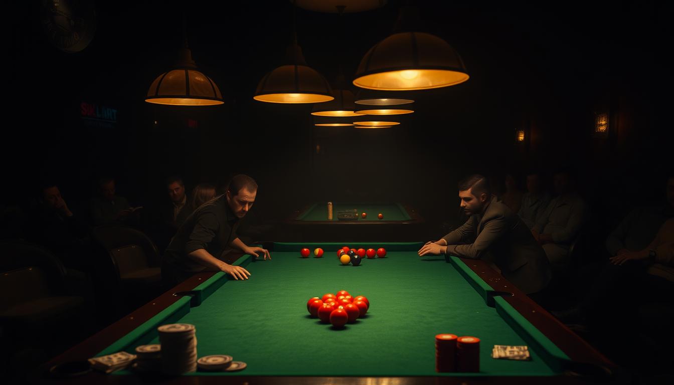 Permainan judi di meja billiard dan besar taruhan