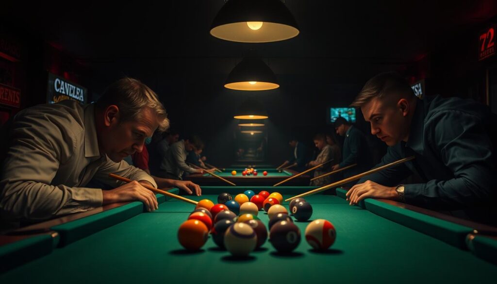 taruhan besar di meja billiard